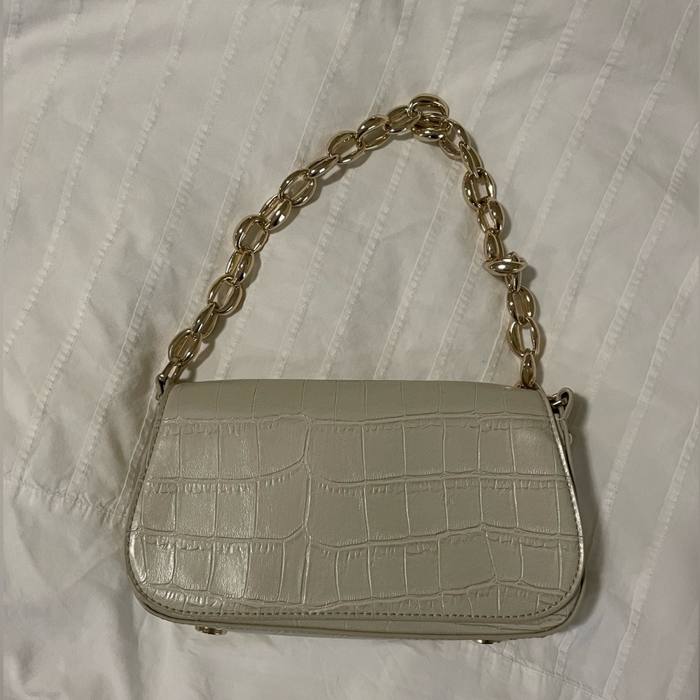 Zara purse never used nude with gold chain